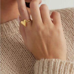 Hartjes ring verstelbaar stainless steel goud en zilver
