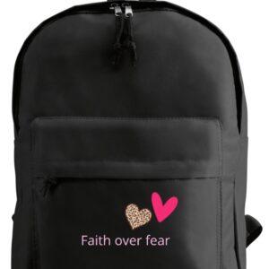 Rugtas zwart hartjes en tekst faith over fear